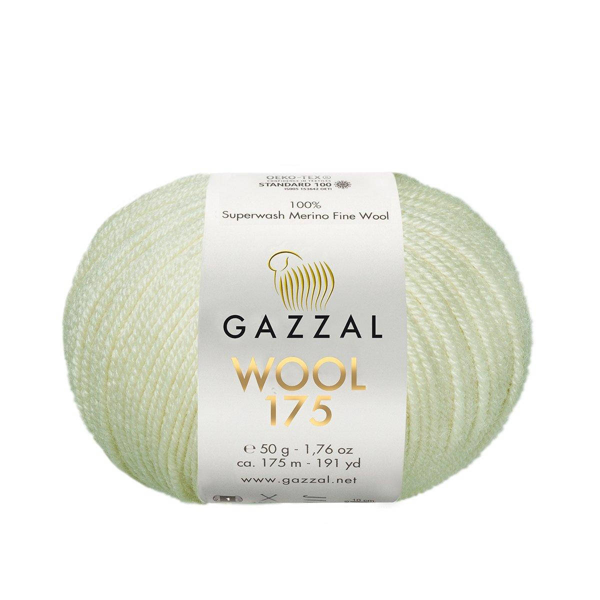 

Gazzal Wool 175 (Газзал Вул 175) № 300 экрю (Пряжа мериносовая, нитки для вязания), Молочный