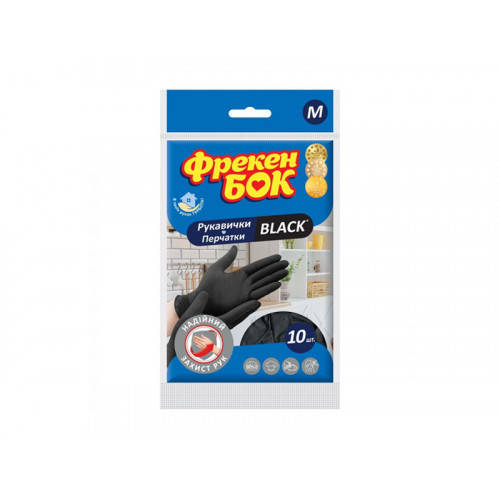 

Перчатки латексные Фрекен Бок Black 10 шт М, Черный