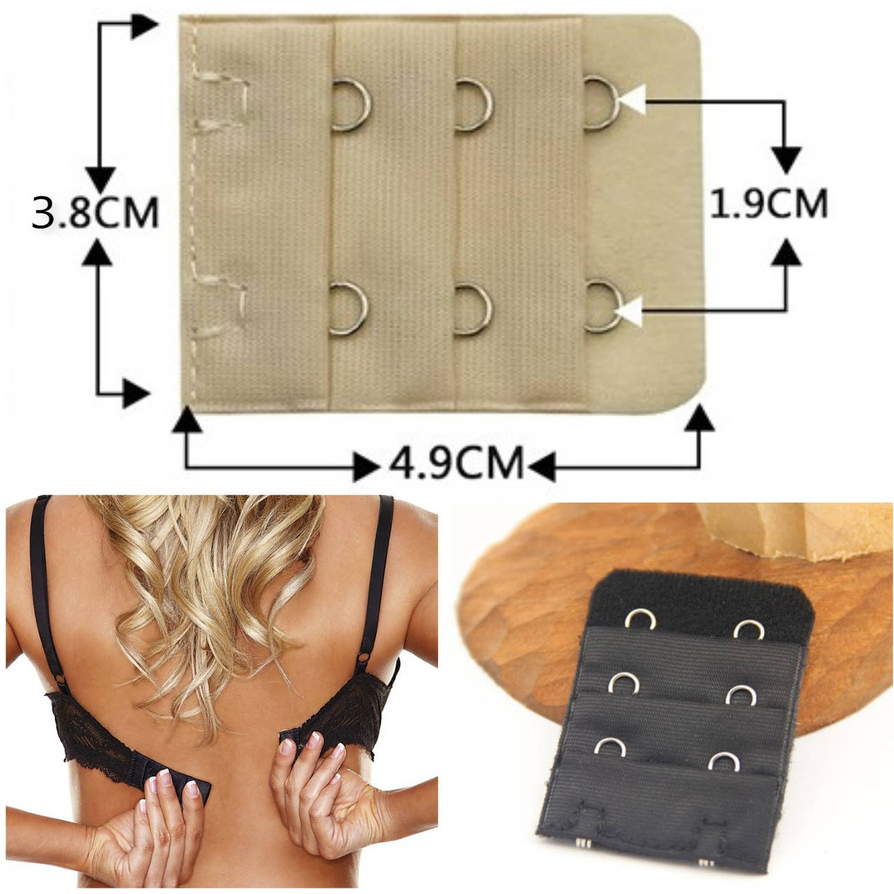 

Расширитель на 2 крючка для бюстгальтера, черный, Разные цвета