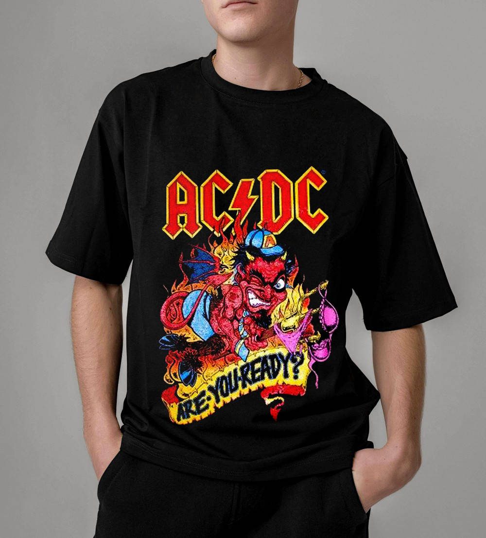 

Футболка мужская AC DC черная с принтом Are You Ready M