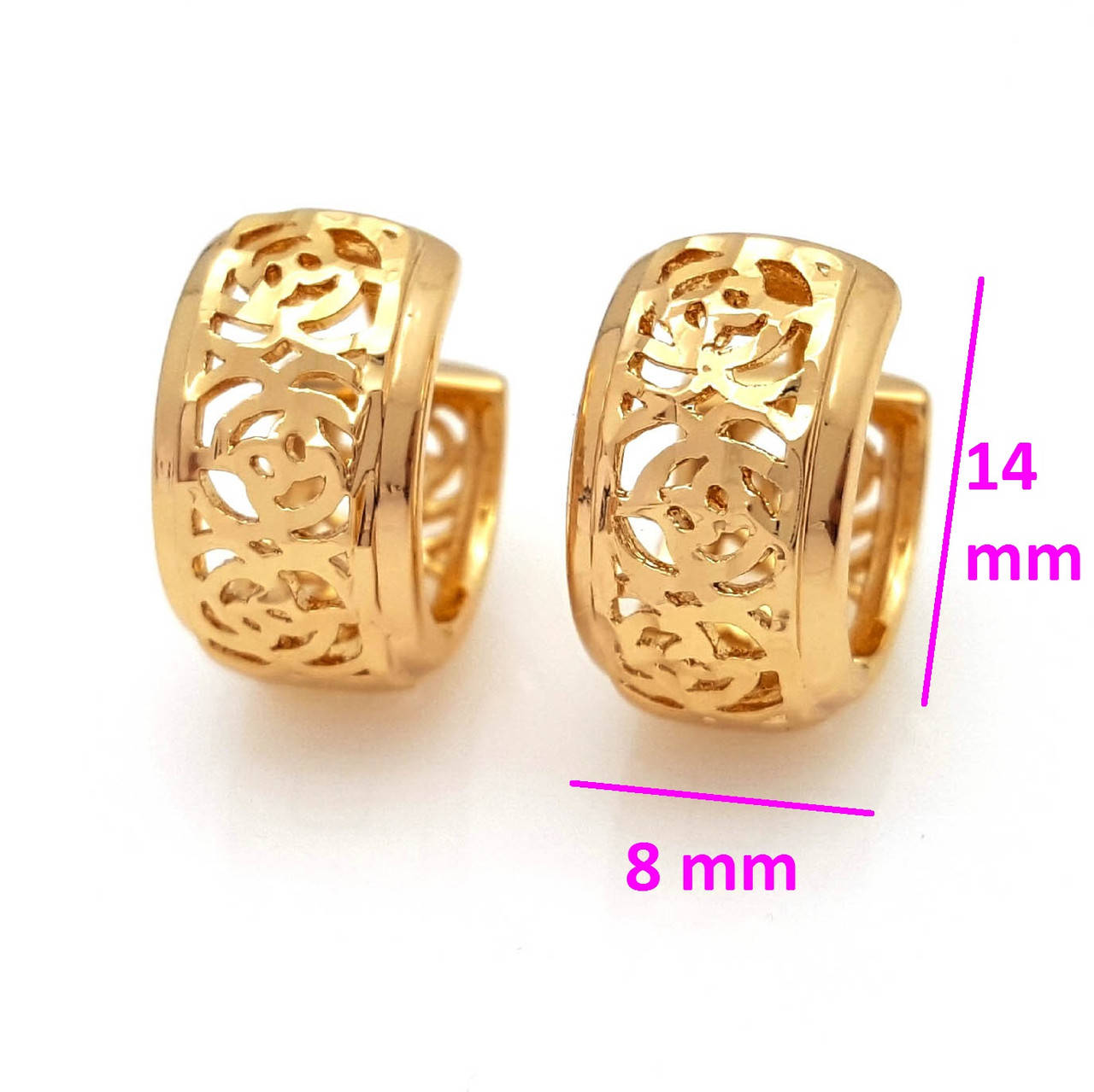 

Серьги позолоченные, с ажурным вырезом, без камней, медзолото Xuping, 18К