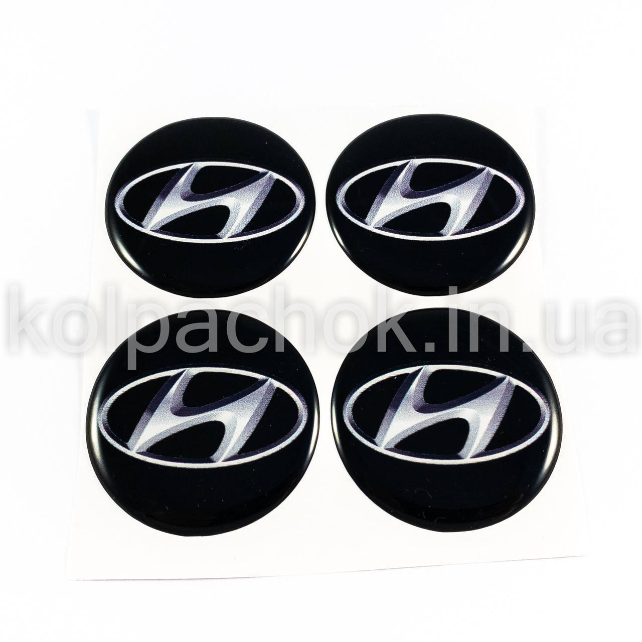 

Наклейки для колпачков на диски Hyundai черные/белый лого (45мм)