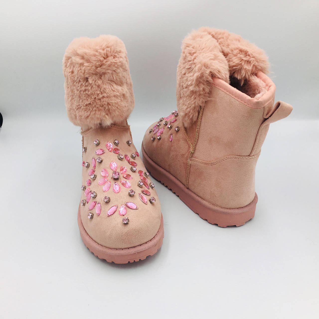 

Акция! Распродажа !Роззовые угги с меховым отворотом и камнями. Акция!, Розовый