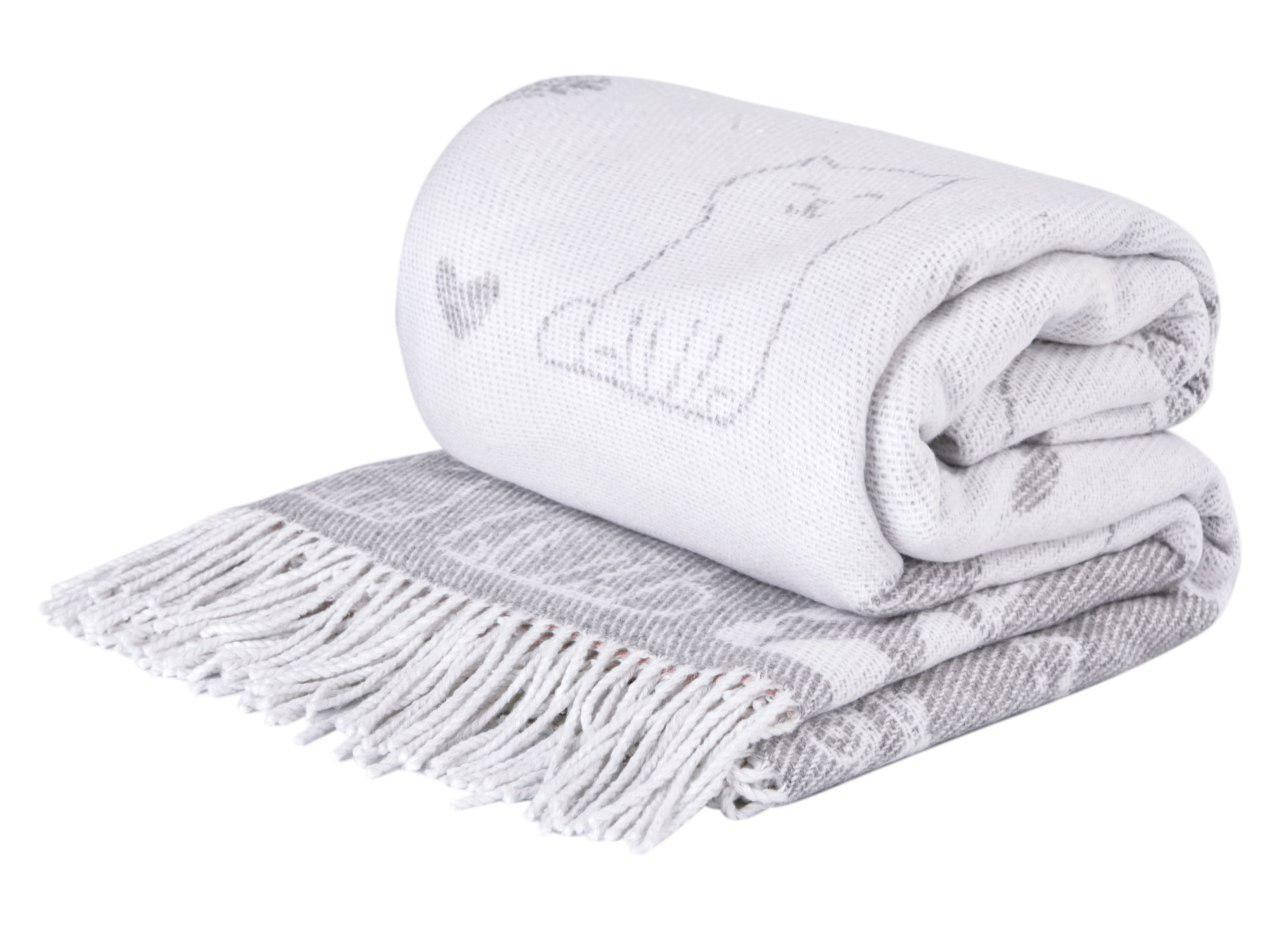 

Плед хлопковый Love You Коты серые 140 x 200 см (4142), Серый