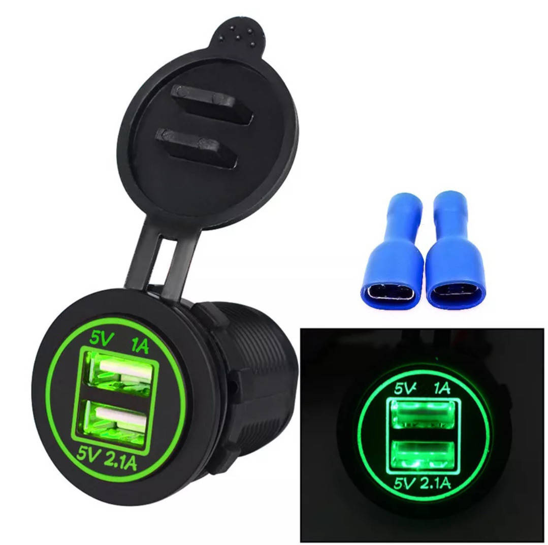 

Автомобильная розетка 2хUSB (12-24 В) с зеленой подсветкой / Адаптер питания USB / Автомобильное зарядное USB