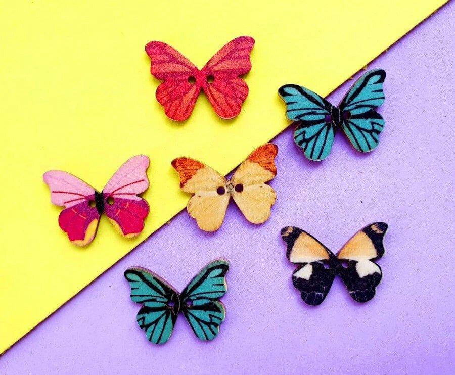 

20шт, Пуговицы из дерева 28х20мм, Бабочки (сп7нг-6447)