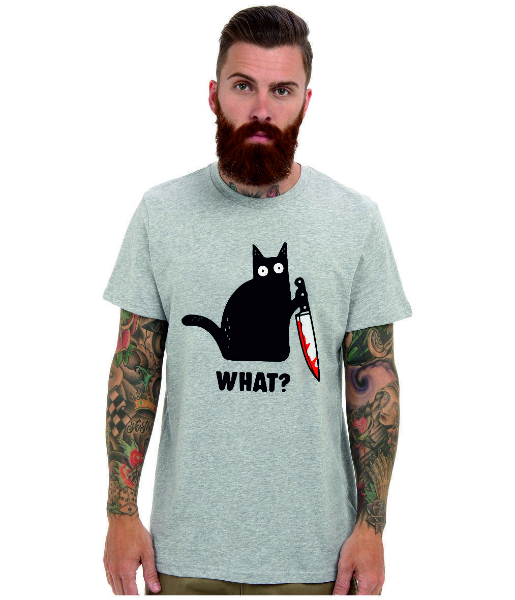 

Футболка Кот с ножом (What) Серый, M
