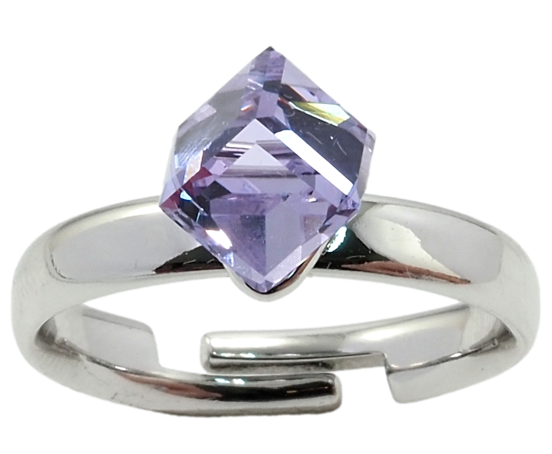 

Кольцо Xuping Родий с кр-ми Swarovski "Кристальный куб Tanzanite, 6х6мм" р.17-18