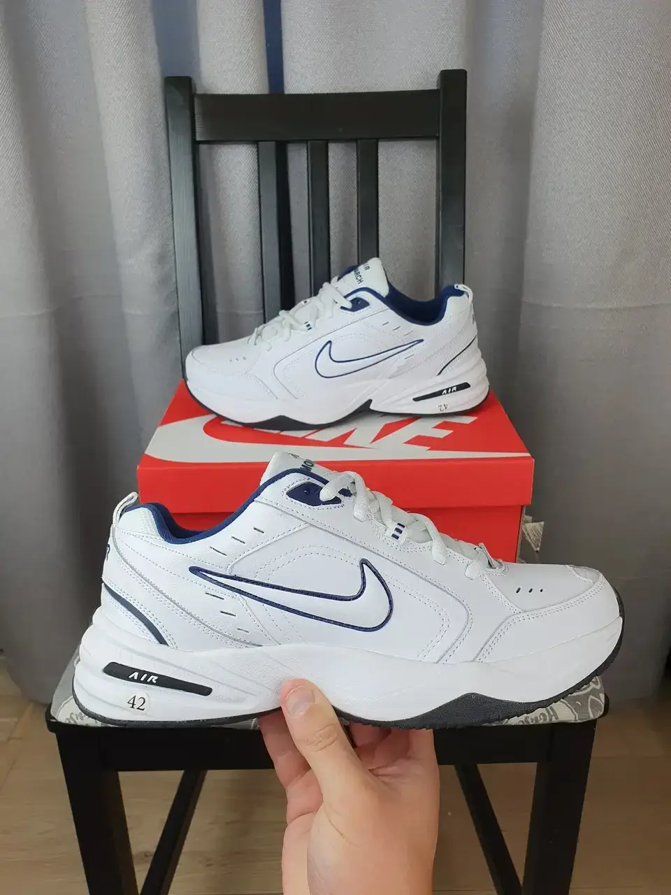 

Кроссовки мужские белые Nike Air Monarch White. Кроссы Найк Аир Монарх белые повседневные осень весна, Белый