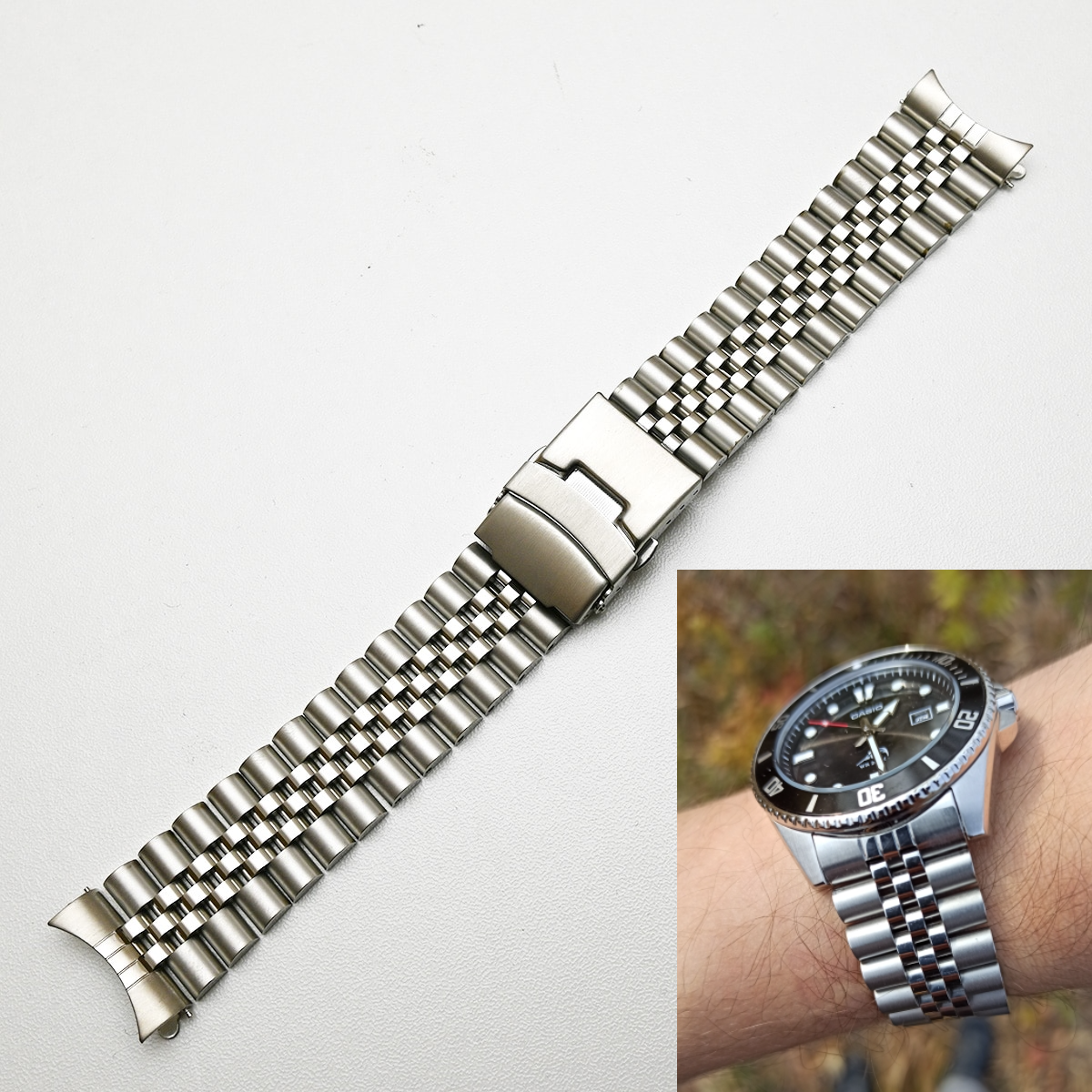 

Браслет для часов Casio MDV-106 из нержавеющей стали, крепление полумесяц