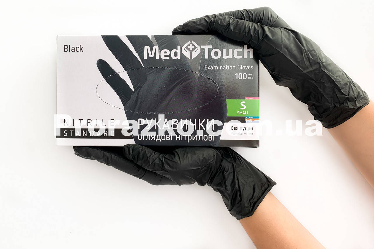

Нитриловые перчатки MedTouch Black,  (6-7), черные, 100 шт, Черный