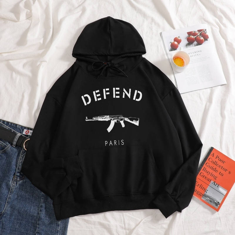 

Черное худи Defend Paris Logo, унисекс (мужское, женское, детское)