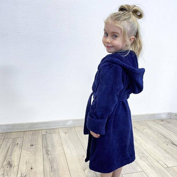 

Махровый детский халат LeLIT Navy Blue с капюшоном., Синий