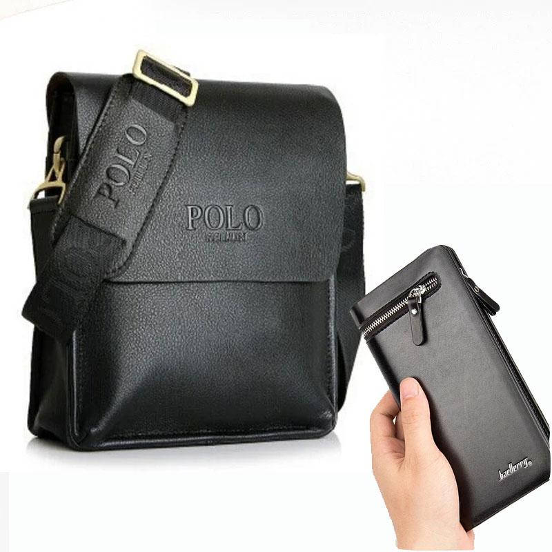

Качественная мужская сумка Polo Videng 24x21x7 + Подарок Портмоне Baellerry / Мужские сумки и барсетки, Черный