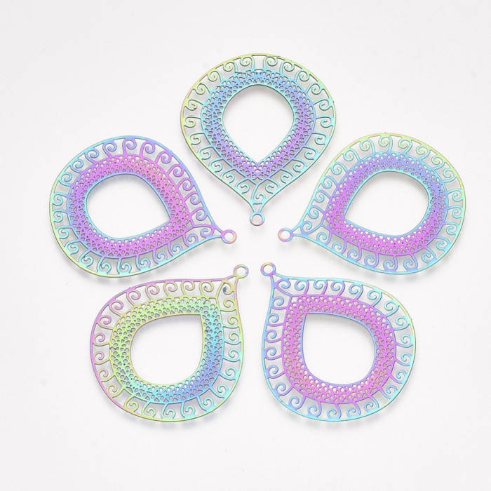 

Кулон Филигрань, Нержавеющая Сталь, Капля, Цвет: Мультицвет, Размер: 40х32.5х0.2мм, Отверстие 1.8мм,