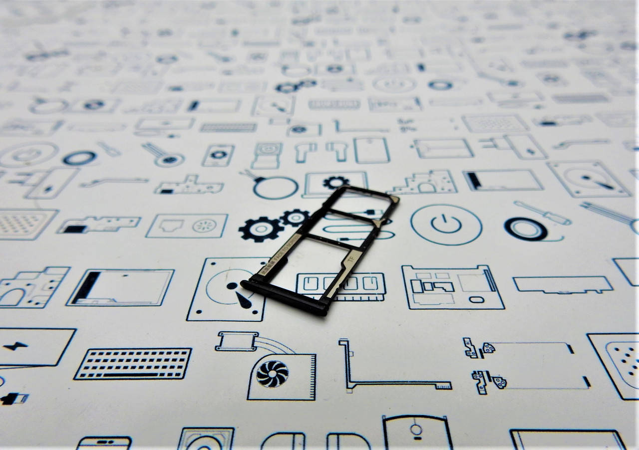 

Держатель сим карты Xiaomi Redmi 7 черный Сервисный оригинал с разборки