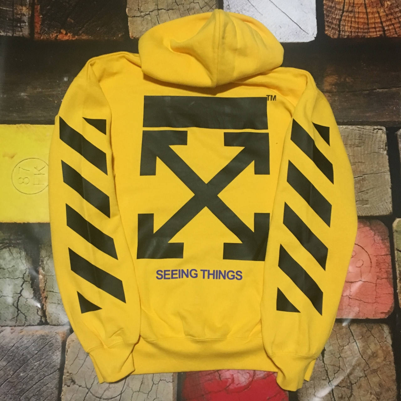 

Худи мужская с принтом Off White желтая| Толстовка | L, Желтый