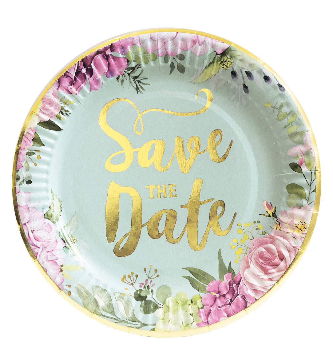 

Тарелки бумажные одноразовые "Save the Date с золотом" 18 см,10 шт