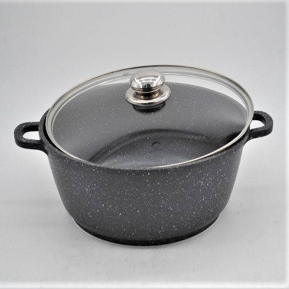 

Кастрюля с мраморным антипригарным покрытием Benson BN-307 (4.2 л) / казан с крышкой прямой формы для индукции, Черный