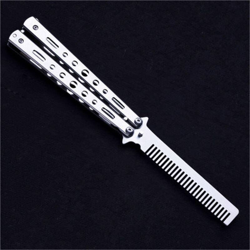 

Тренировочный нож-бабочка расческа (не острый), балисонг для флиппинга Benchmade silver, Серый