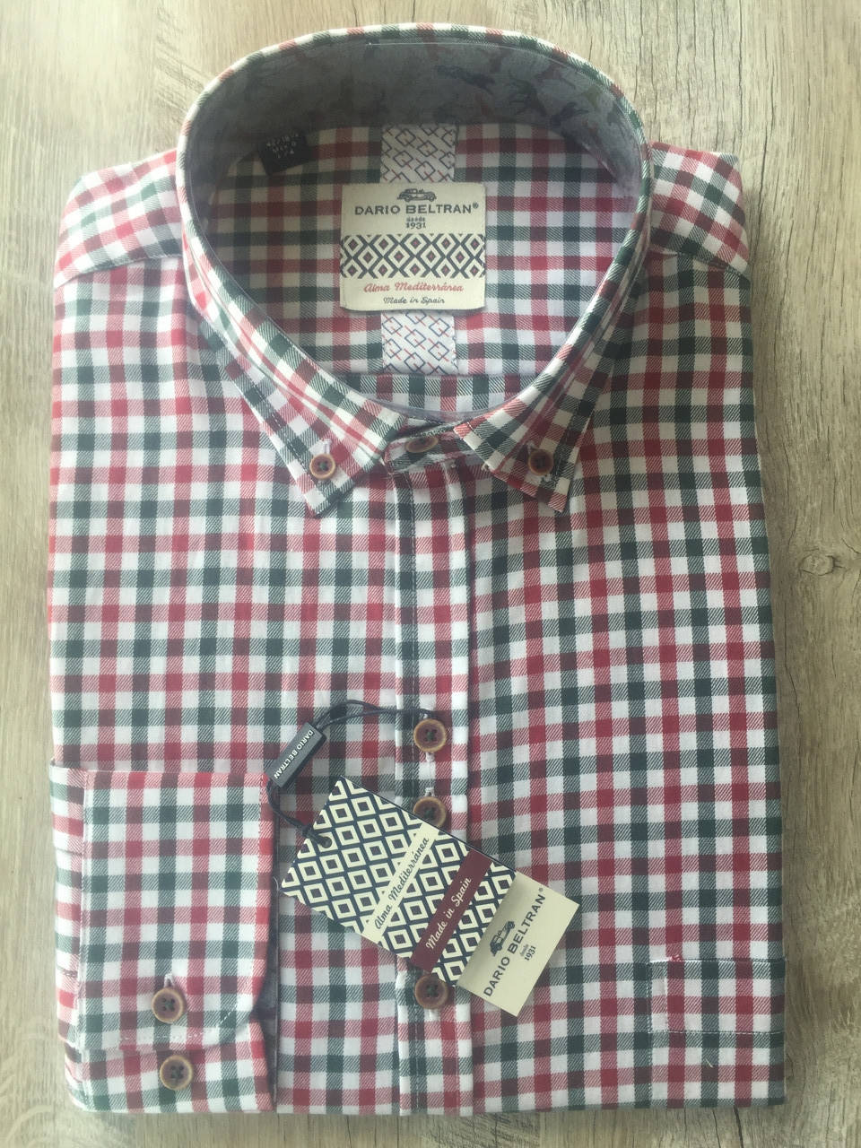 

Рубашка мужская с длинным рукавом в клетку., Бежевый