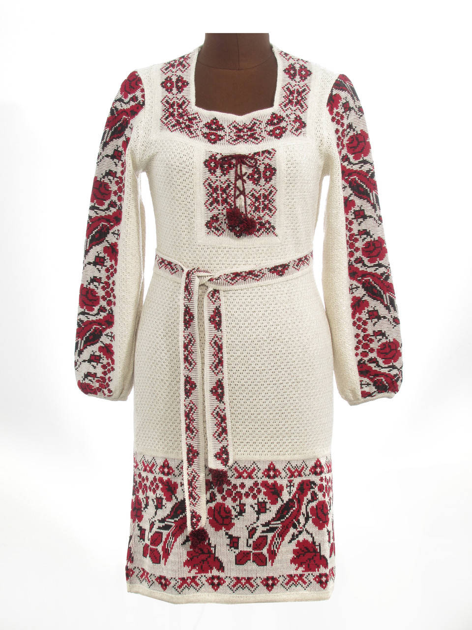 

Плаття жіноче в'язане Пташки з вставкою