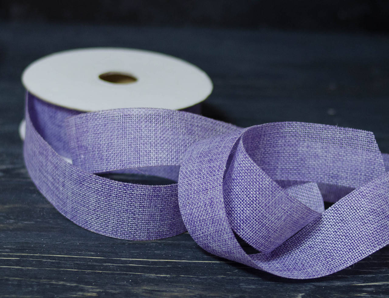 

Декоративная лента 4 см сиреневая "под мешковину" без проволоки