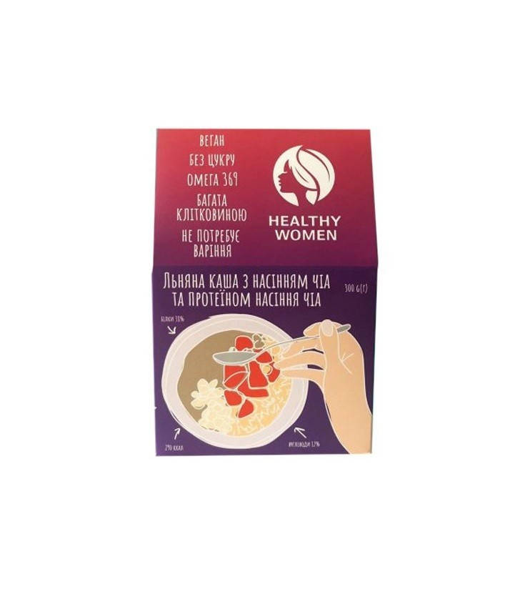 

Льняная каша без глютена с семенами чиа и протеином семян чиа, 300г Healthy women
