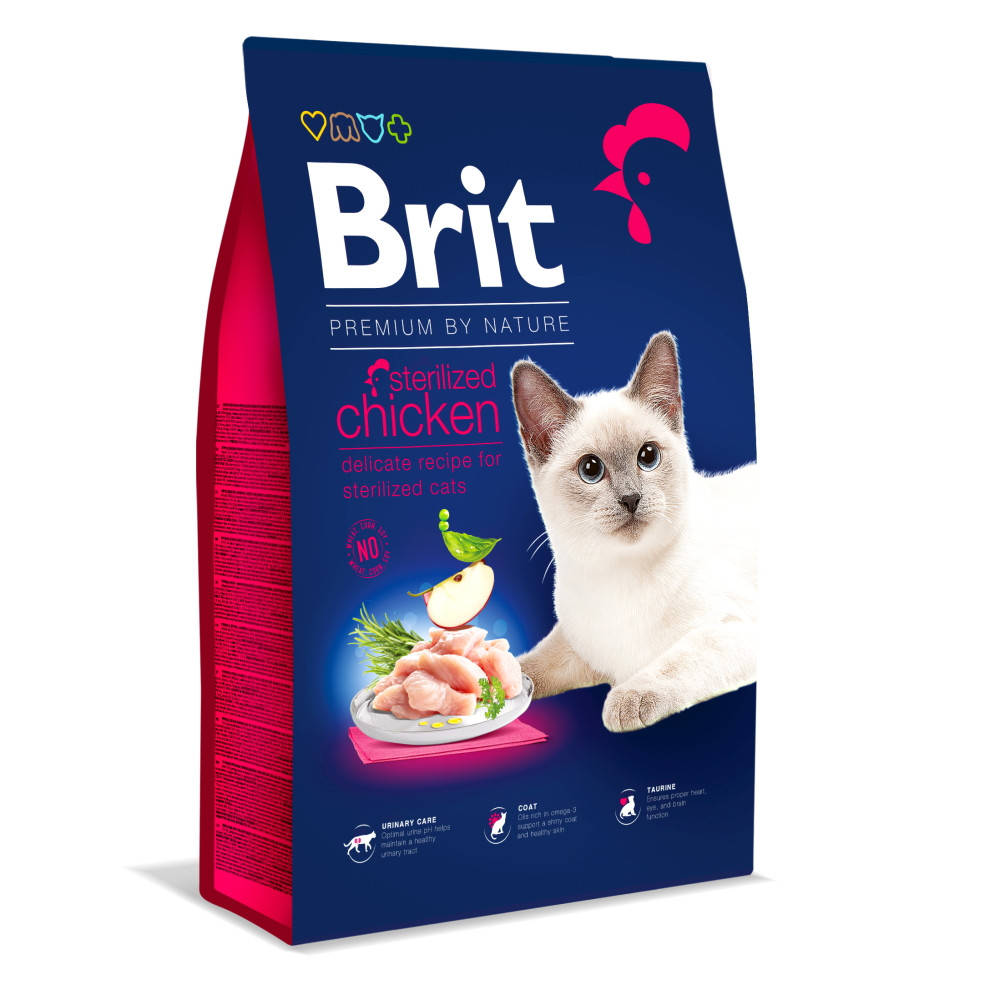 

Сухой корм для стерилизованных котов Brit Premium by Nature с курицей 8кг