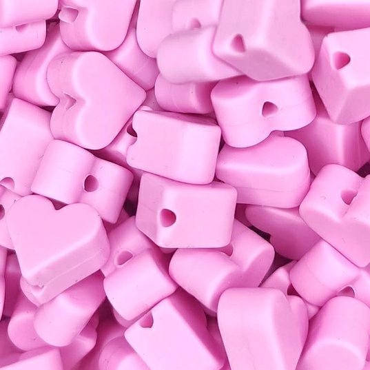 

Сердечко мини бусина силиконовая Пейл пинк