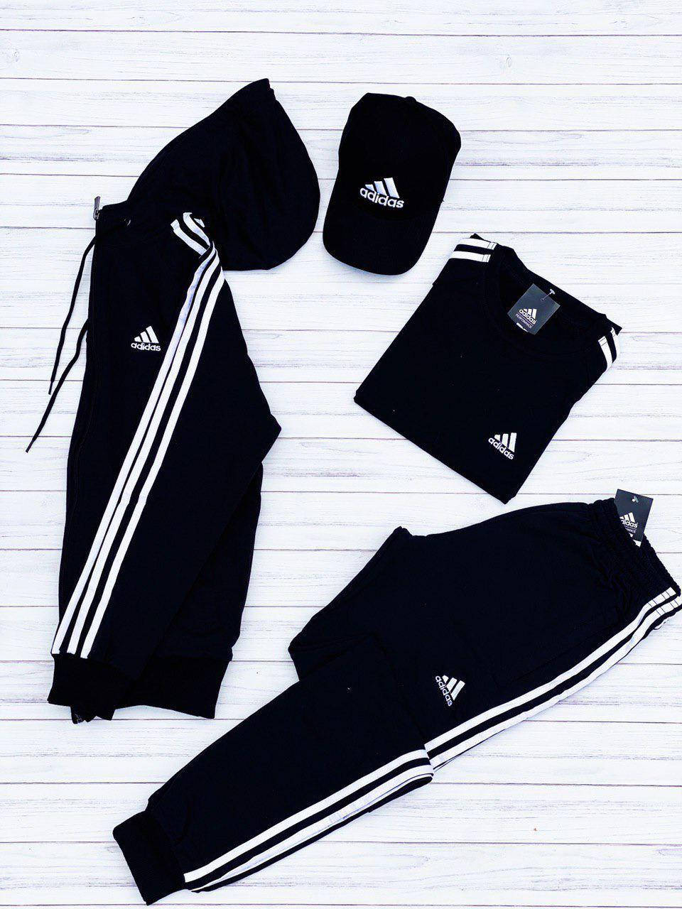 

Спортивный костюм мужской Adidas (Адидас) черный осенний весенний с капюшоном | Кофта + Штаны ЛЮКС качества