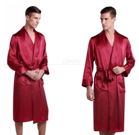 

Халат мужской шелковый атласный 2XL(54-56) красный большой размер