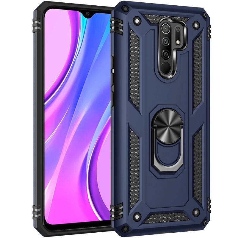 

Чехол накладка с кольцом для Xiaomi Redmi 9 синий цвет для редми 9
