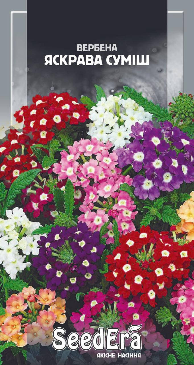 

Семена цветов Вербена Гибридная Яркая смесь 0,2г, Seedera, Красный