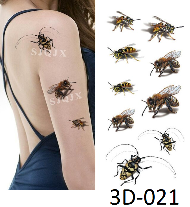 

Флеш тату. 19*9 см, Переводная. Временная. Набор, 3-D, Пчелы, Осы, 3D-21 497, Цветные