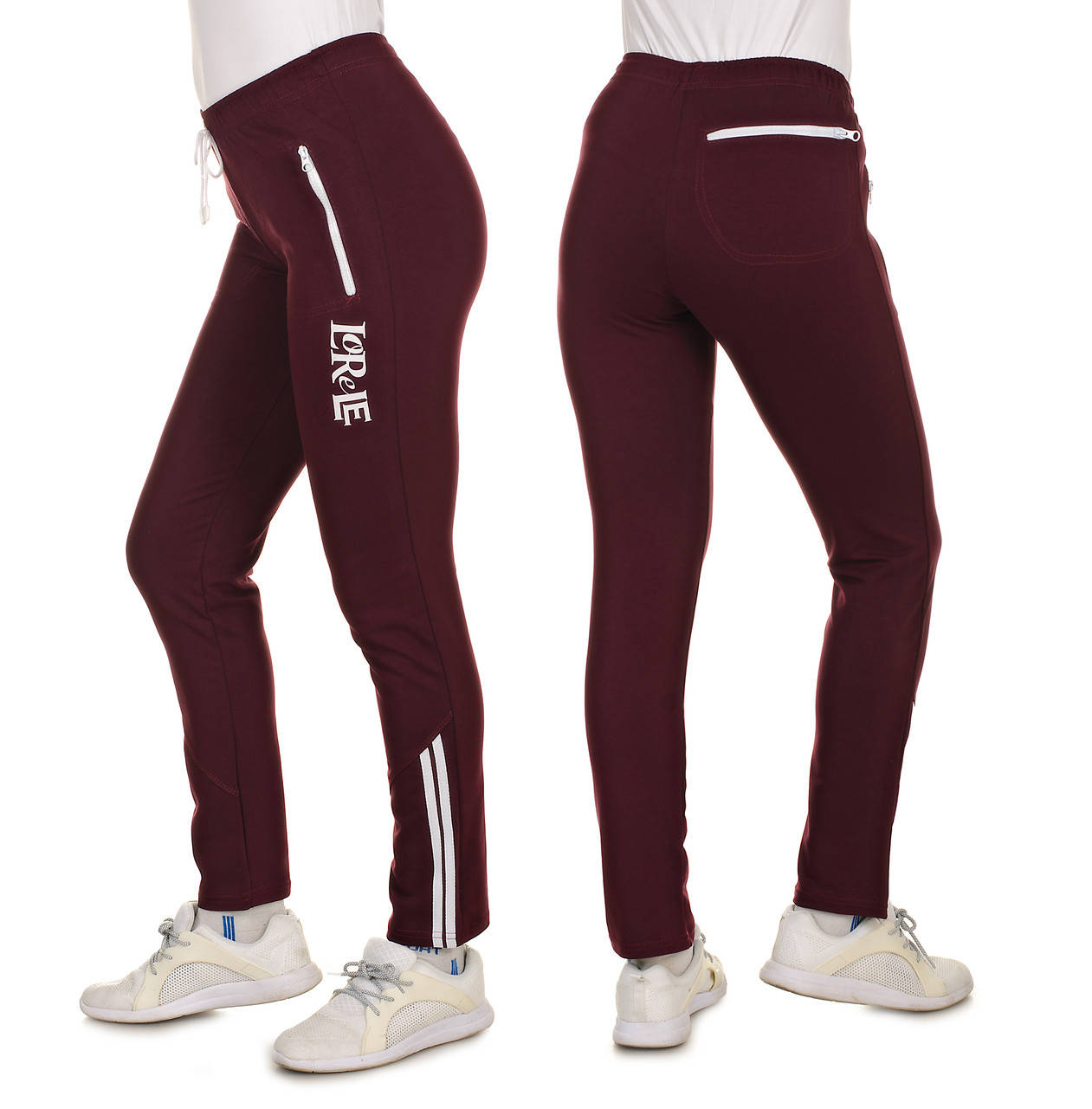 

Женские демисезонные трикотажные брюки из двухнитки с лампасом, прямые, Размеры 48-54