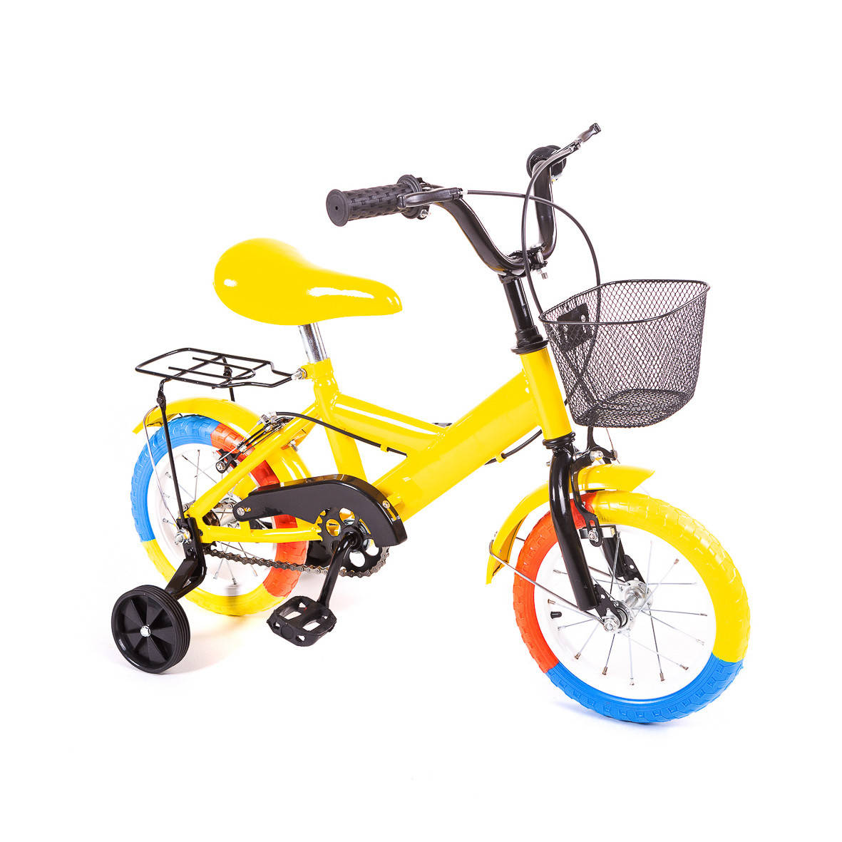 

Детский двухколесный велосипед с дополнительными колесами Toby Bike 12", Желтый