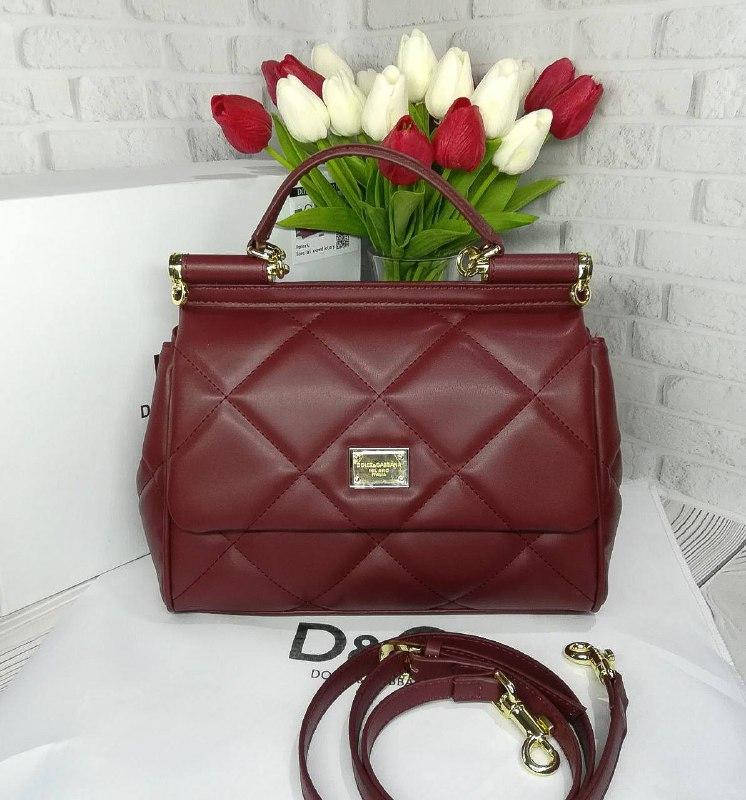

Женская брендовая сумка в стиле 90-х Dolce&Gabbana, Бордовый