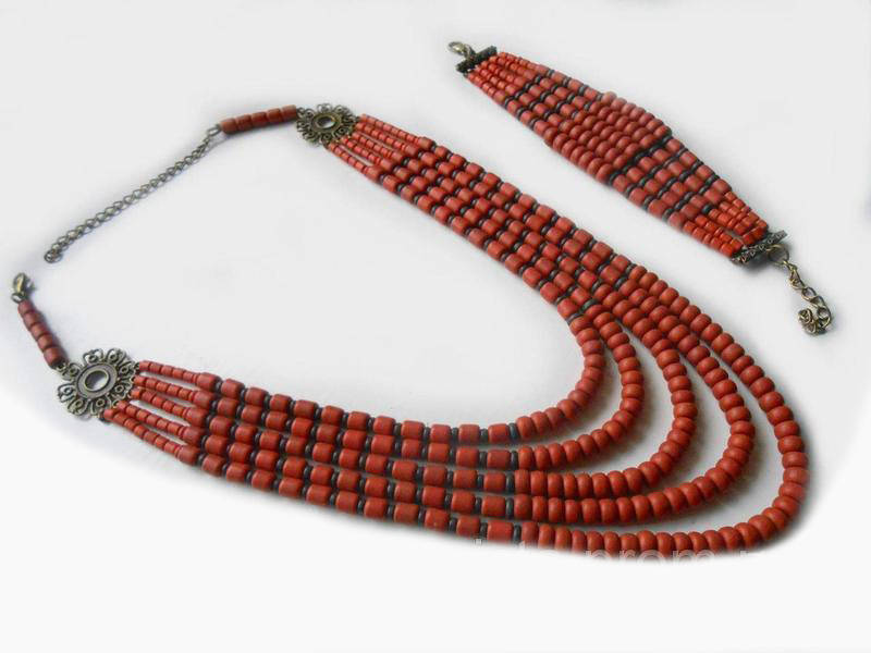 

Набор керамический: бусы и браслет