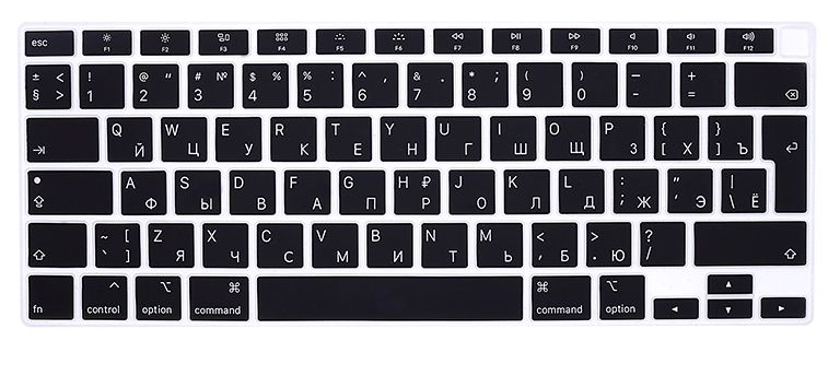 

Накладка на клавиатуру для MacBook Air 13 2020 Черная EU c русскими буквами, Черный