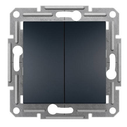 

Вимикач прохідний двоклавішний Schneider Asfora, Антрацит