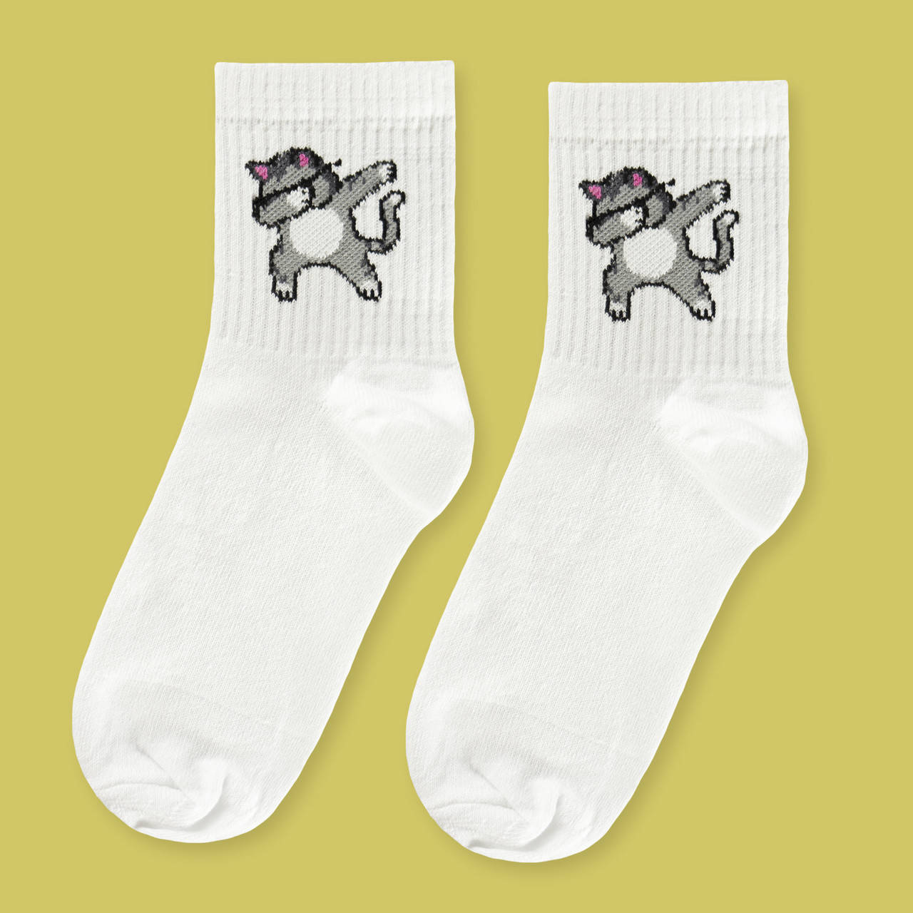 

Носки белые с принтом "Дэб. Кот", Белый