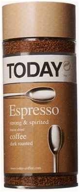 

Кофе растворимый сублимированный TODAY Espresso стекл. банка 95г. 1х12шт.