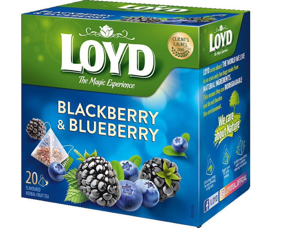 

Чай фруктовый Loyd Blackberry & Blueberry ежевика и черника 20 пирамидок 40 г Польша