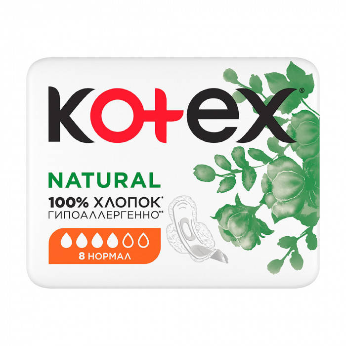

Прокладки для критических дней Kotex Natural Нормал, 8 шт