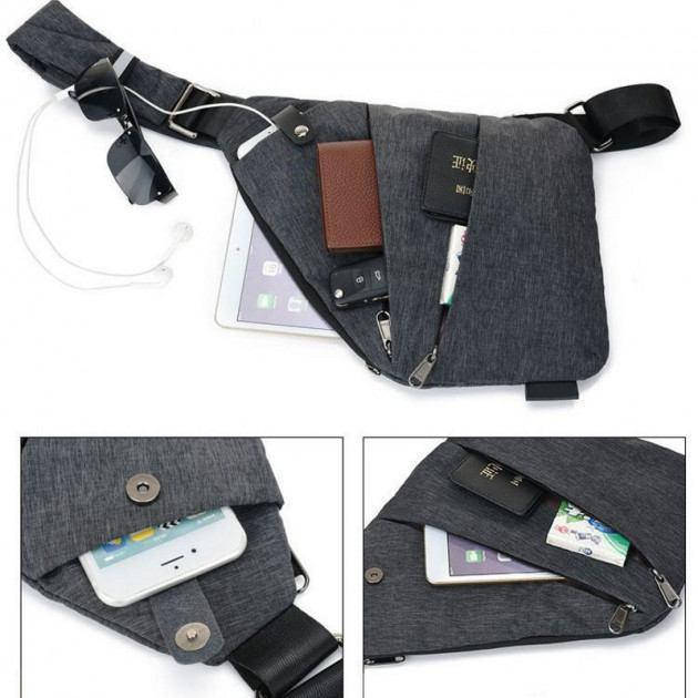 

Сумка-мессенджер Cross Body кросс боди, слинг скрытое ношение черная, Черный