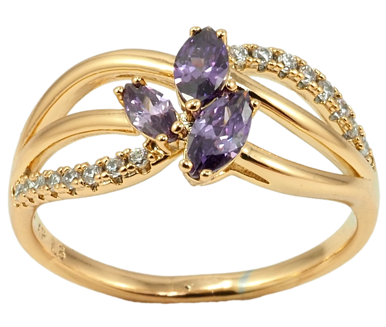 

Кольцо Xuping Позолота 18K "Узор с сиреневыми фианитами" р.16,17,18,18.5,19