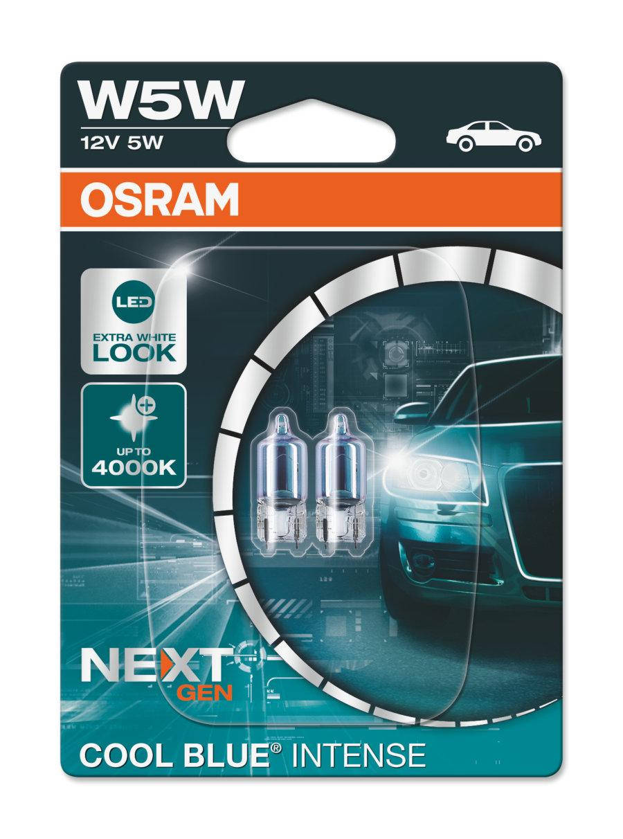 

Комплект галогеновых ламп Osram W5W Cool Blue Intense Next Gen +100% 2шт/блистер W2.1x9.5d