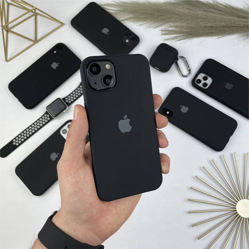 

Силиконовый чехол на iPhone 13 Full c закрытым низом Black (18), Черный