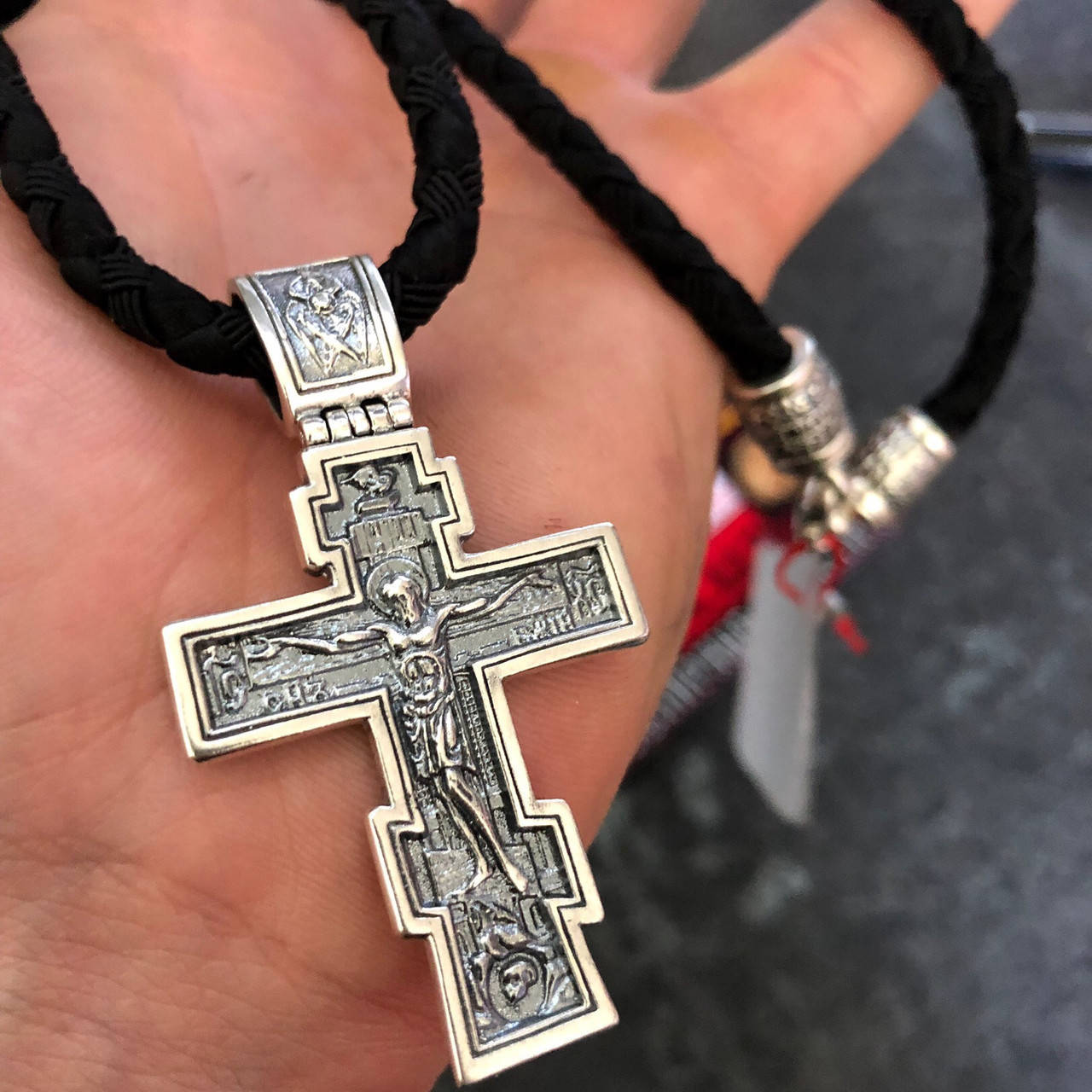 

Серебряный комплект 925 проба шнурок и крестик